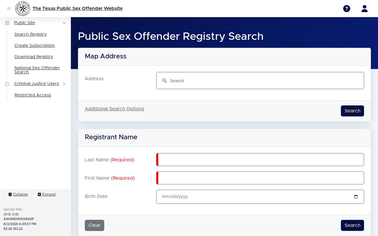 Brazoria County released inmate registry search limitation
